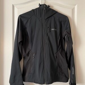 Marmot ROM Black Softshell Hooded Windstopper Jacket for hiking skiing outdoors